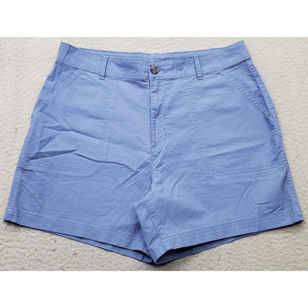 Eddie Bauer Ripstop Shorts Womens 12 Blue Utility Patch Pockets Hiking Outdoor